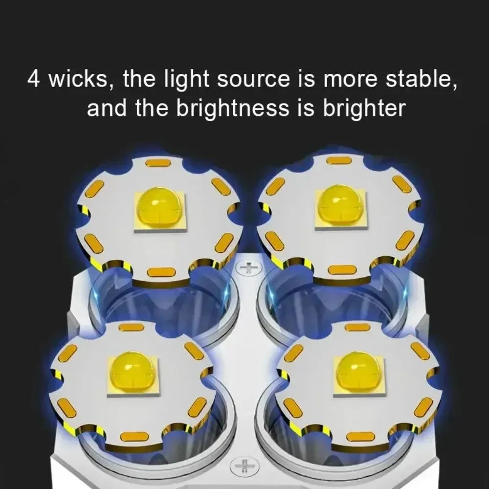 Elite Rechargeable LED Camping Lantern – 4-Lamp 360° COB Light with USB Charging Artisan