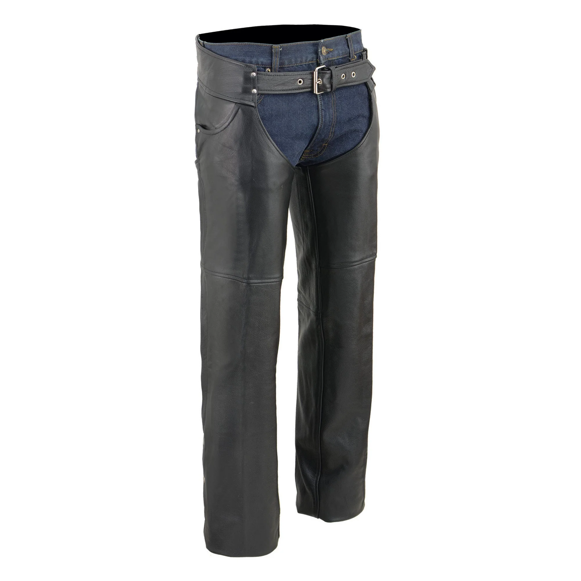 Official Event Leather EL1101 Men’s Black Leather Classic Chaps with Jean Pockets High-Quality
