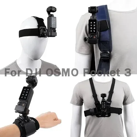 Responsible Accessories Kit for DJI Osmo Pocket 3 – Quick Release Head Strap Chest Harness Backpack Clip Wrist Mount Set Lightweight