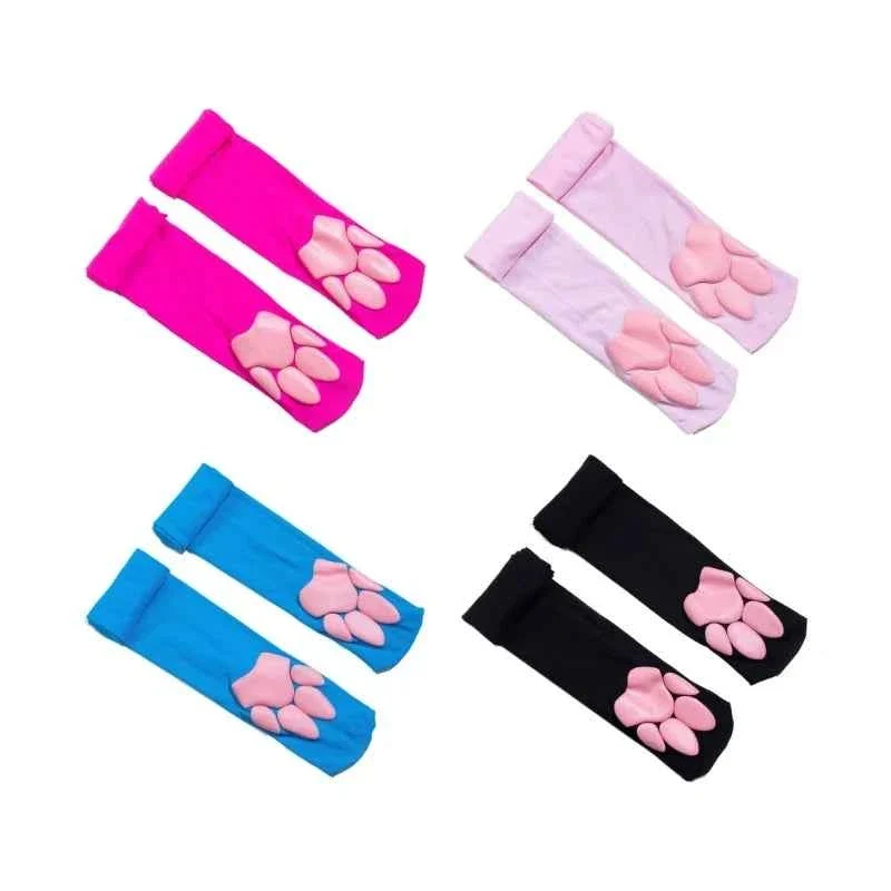 User-Friendly Cute Paw Print Thigh High Socks – Soft and Comfortable Footwear for Women Original Design