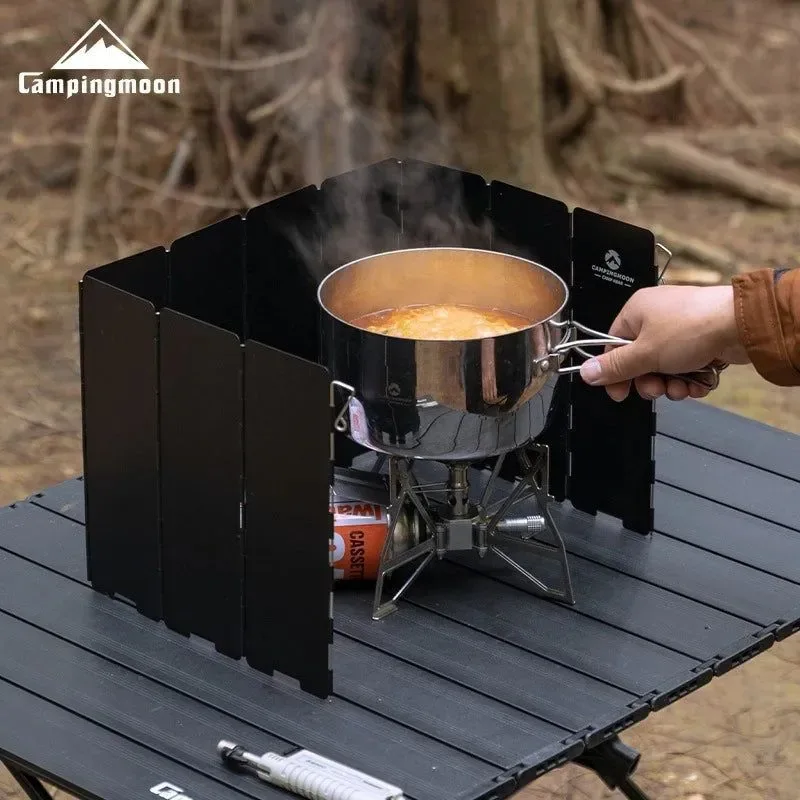 Next-Generation CAMPINGMOON YD8 YD10 Wind Shield – Foldable Aluminum Alloy Gas Stove Wind Guard for Camping Hiking Outdoor Cooking Specialty