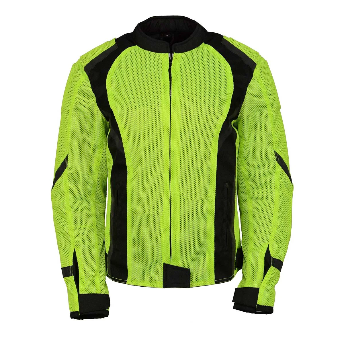 Safe M Boss Motorcycle Apparel BOS22705 Wome’ns Hi-Vis Green Motorcycle Mesh Racer Jacket with Open Neck Genuine