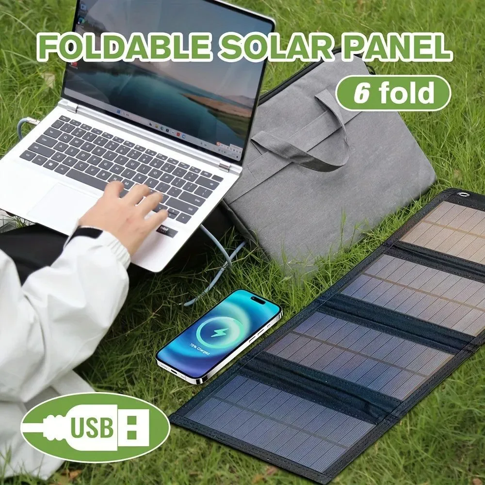 Environmentally Friendly Portable Solar Panel USB Charger – Foldable 12V Mobile Power Bank Kit for iPhone Android Outdoor Camping Responsible