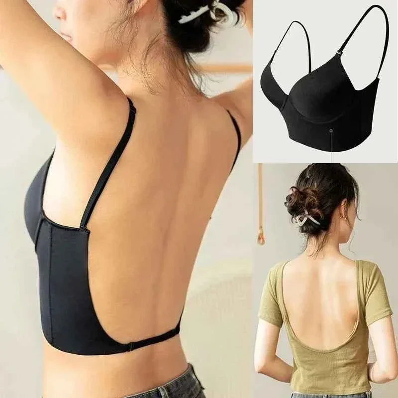 Artisan Flint s Backless Spaghetti Strap Crop Top – Open Back Sleeveless Cami Natural