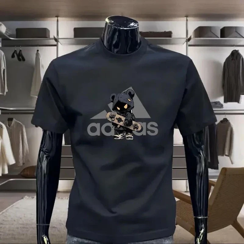 Pure Adidas Bear Graphic T-shirt – Stylish Casual Wear for Men Black White Options Easy-to-Use