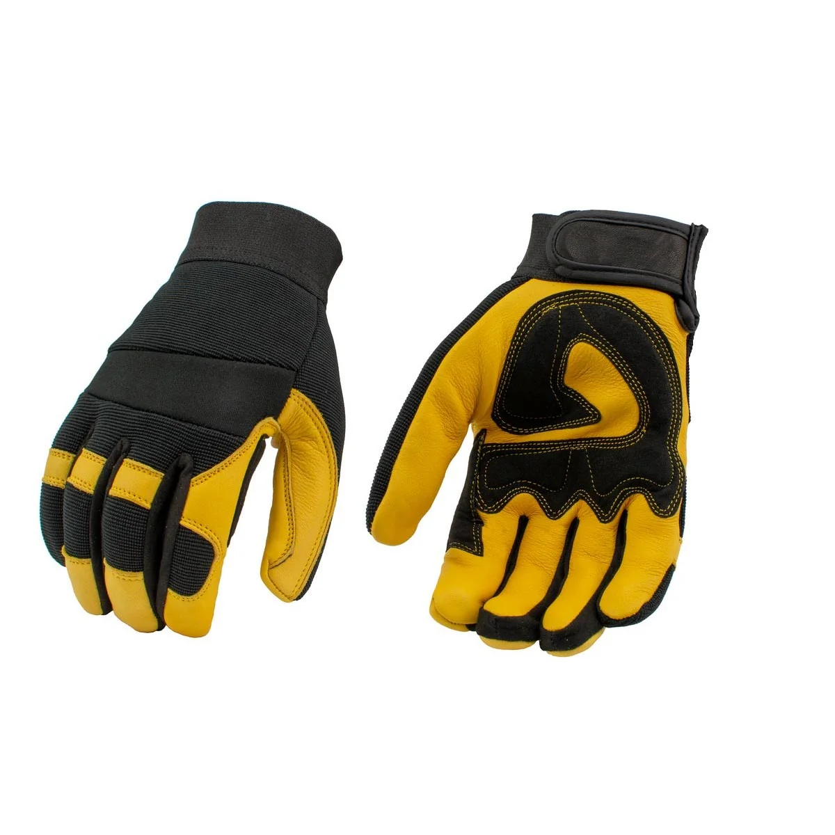 Sustainable M Boss Motorcycle Apparel BOS37548 Men’s Yellow and Black Full Grain Deerskin Gloves Fine