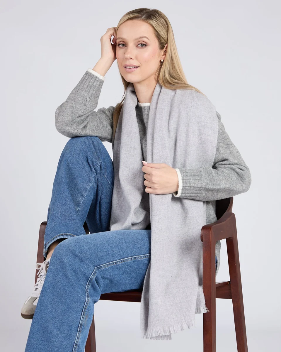 Easy-to-Use Foxford Pearl Grey Fine Wool Cashmere Blend Scarf Quality
