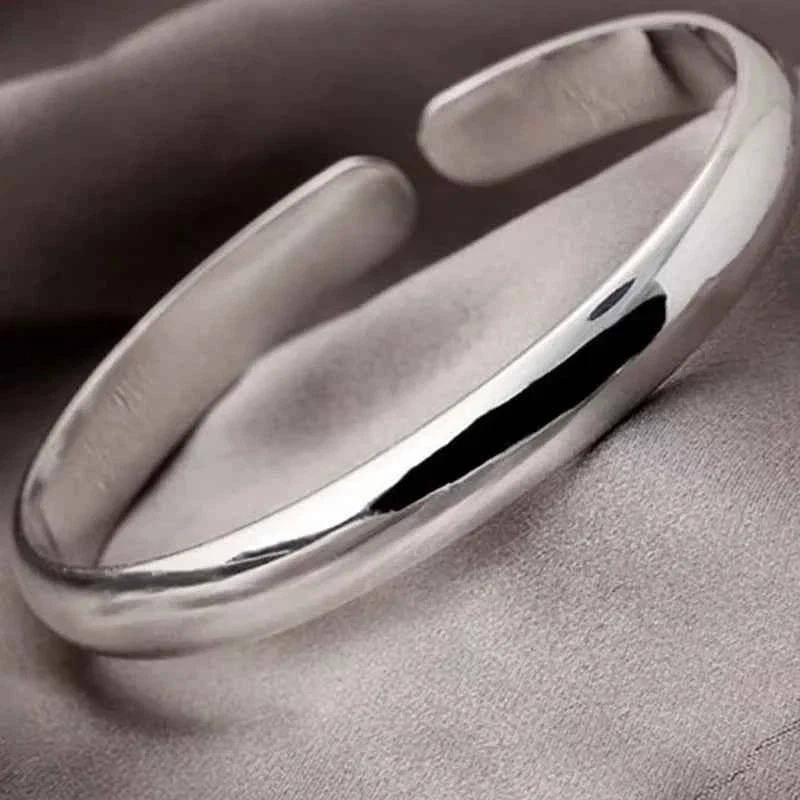 Effective Silver-Tone Open Cuff Bracelet – Polished Minimal Bangle Bracelet Convenient