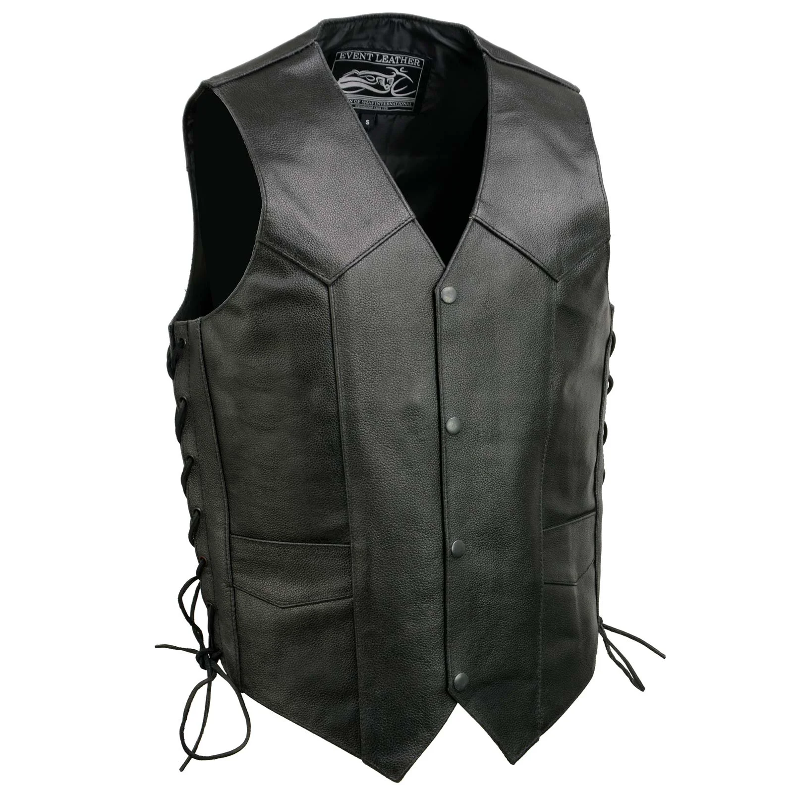 User-Friendly Event Leather EL5315 Men’s Black Motorcycle Riders Leather Vest for Men w Side Lace- Riding Club Clean