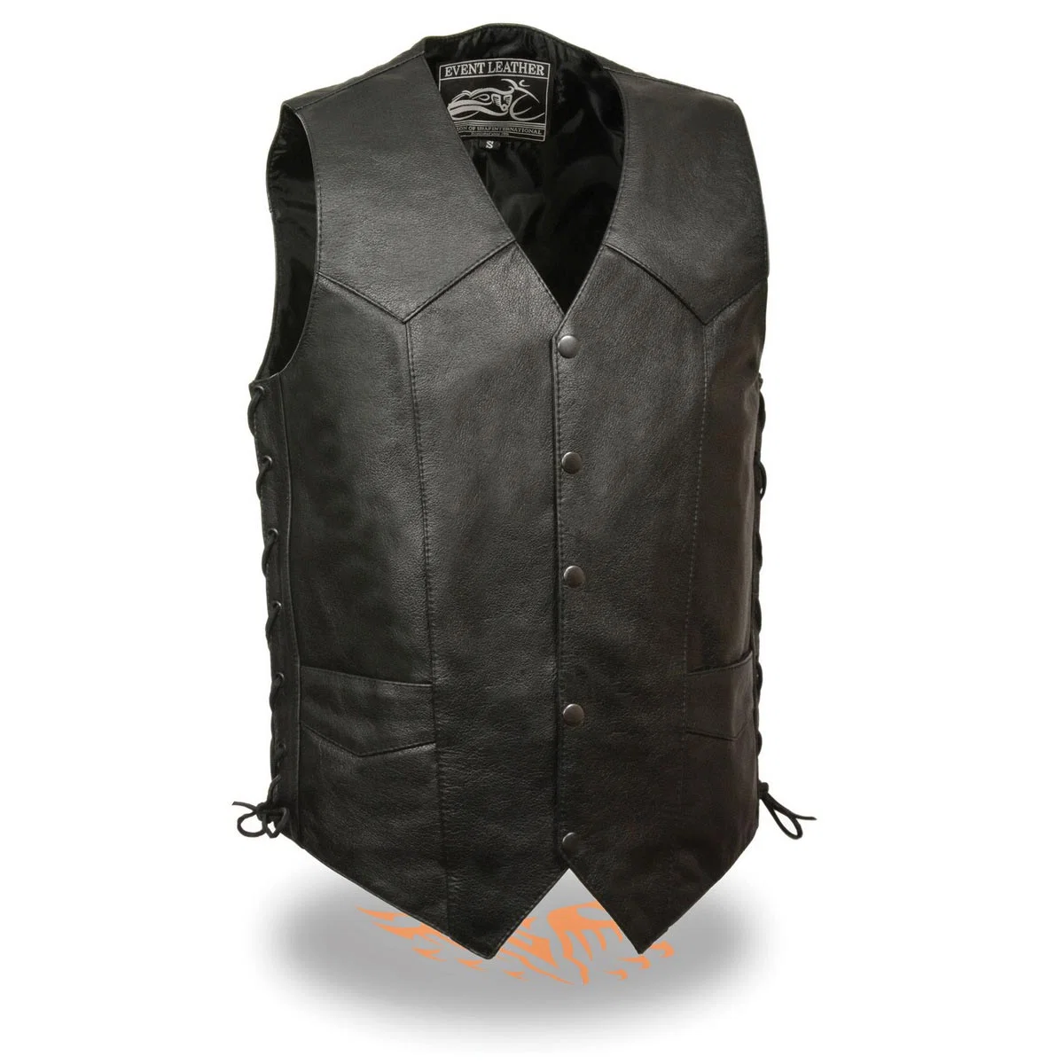Consistent Event Leather EL5397TALL Black Motorcycle Leather Vest for Men Tall Sizes – Riding Club Adult Motorcycle Vests Minimalist