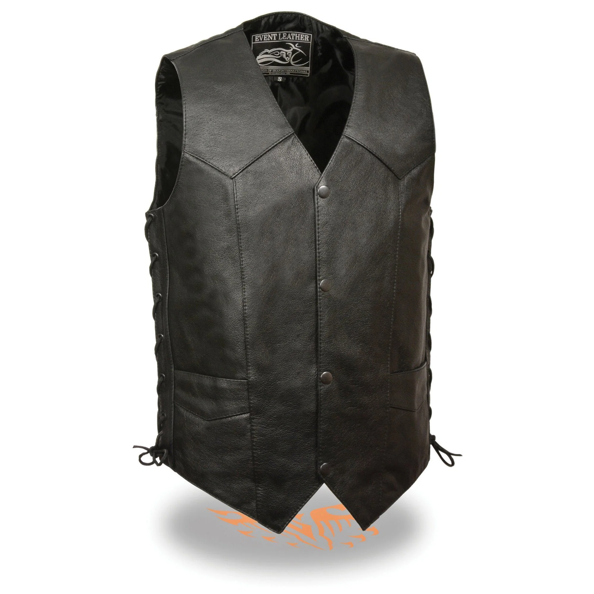 Elite Event Leather EL5397 Men’s Black Leather Vest with Adjustable Side Laces Effective