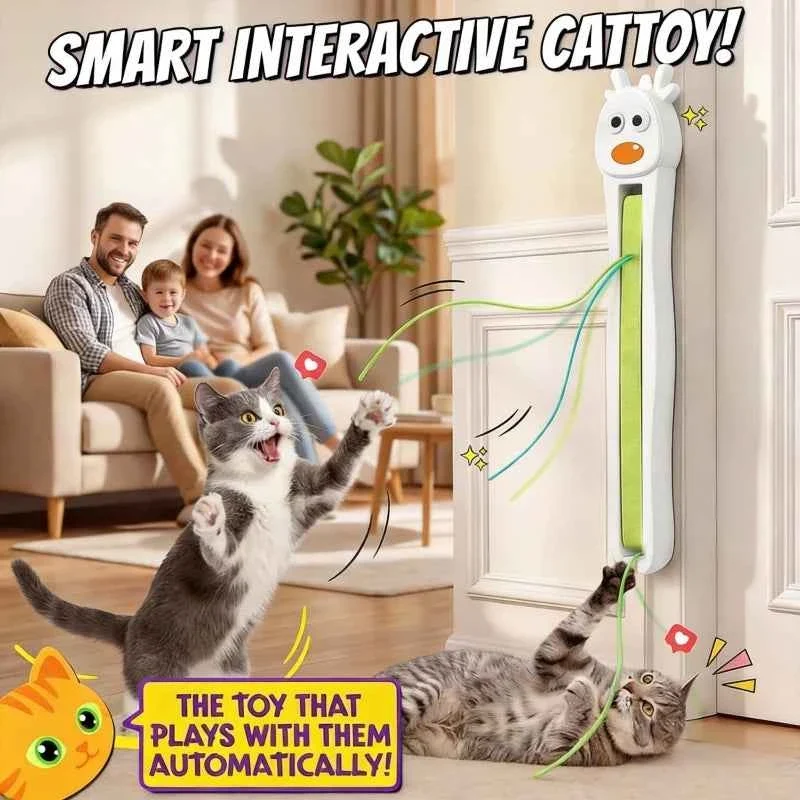 Enhanced Automatic Interactive Cat Toy Flying Rope Self Play Motion Teaser Toy for Cats Kittens Stress Relief Solid