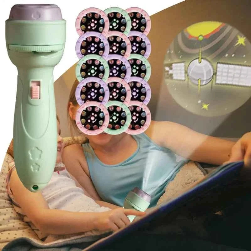 Crafted Kids Flashlight Projector 120 Patterns Projector Toys for Kids Preschool Learning Cartoon Torch Light Projection Flashlight Smooth