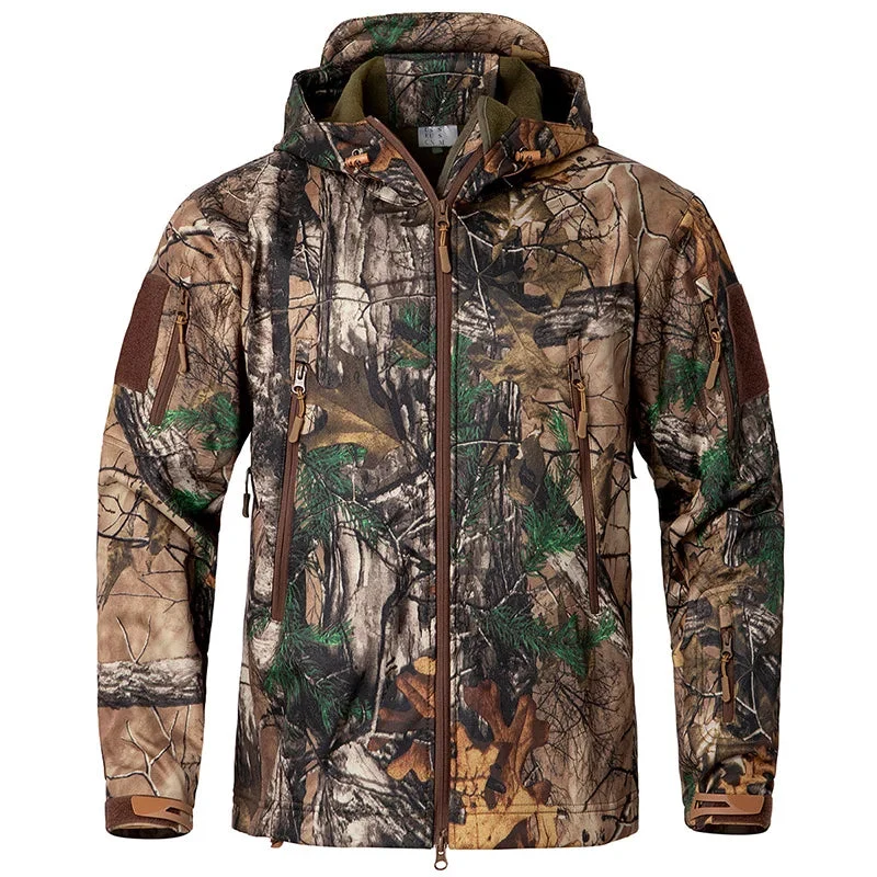 Outstanding Men s Camouflage Tactical Jacket – Waterproof Soft Shell Hunting Jacket with Fleece Lining for Outdoor Winter Use Exclusive
