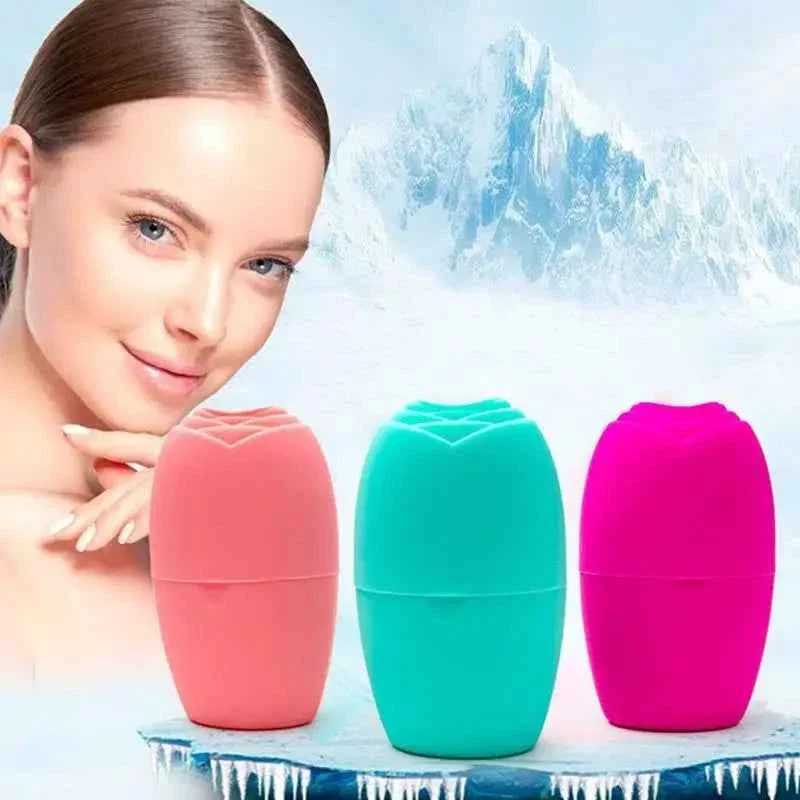 Comfortable Rose Silicone Ice Roller Facial Massage Tool for Eye Puffiness Skin Care Cooling Beauty Treatment Breathable