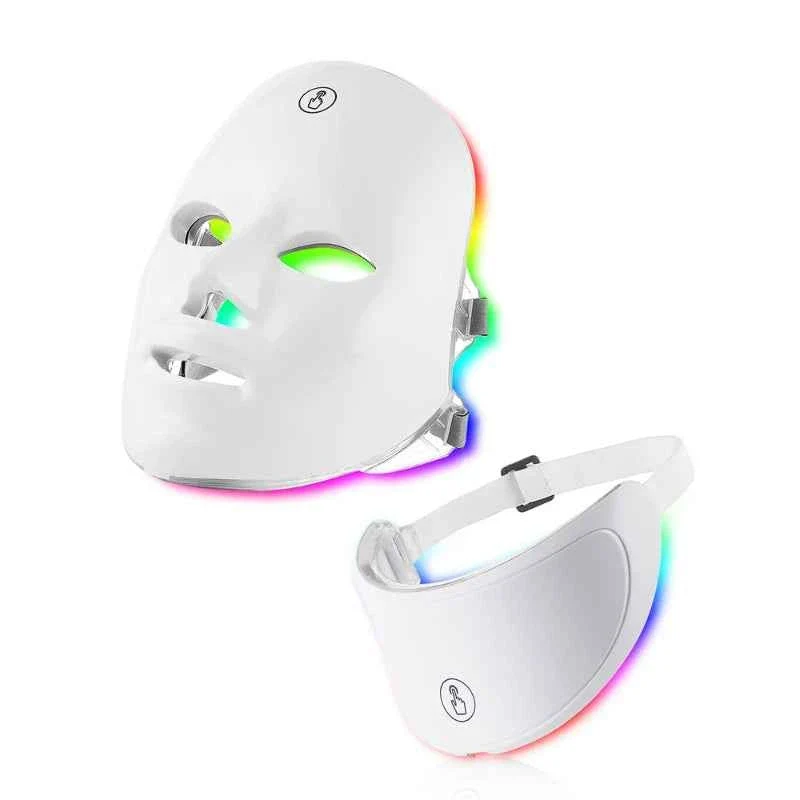 Natural 7-Color LED Facial Mask with Neck Light Therapy Mask – Wireless Rechargeable Skin Rejuvenation Beauty Device Classic