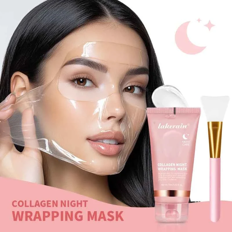 Organic Korean Collagen Overnight Wrapping Peel Off Facial Mask Moisturizing Hydrating Brightening Skin Care Mask Sustainable