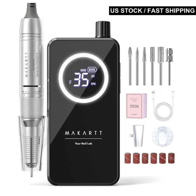 Convenient Makartt YEEYAN Cordless Nail Drill Machine with LCD Display Low Vibration Electric Nail File for Gel Removal Home Nail Care Fashionable
