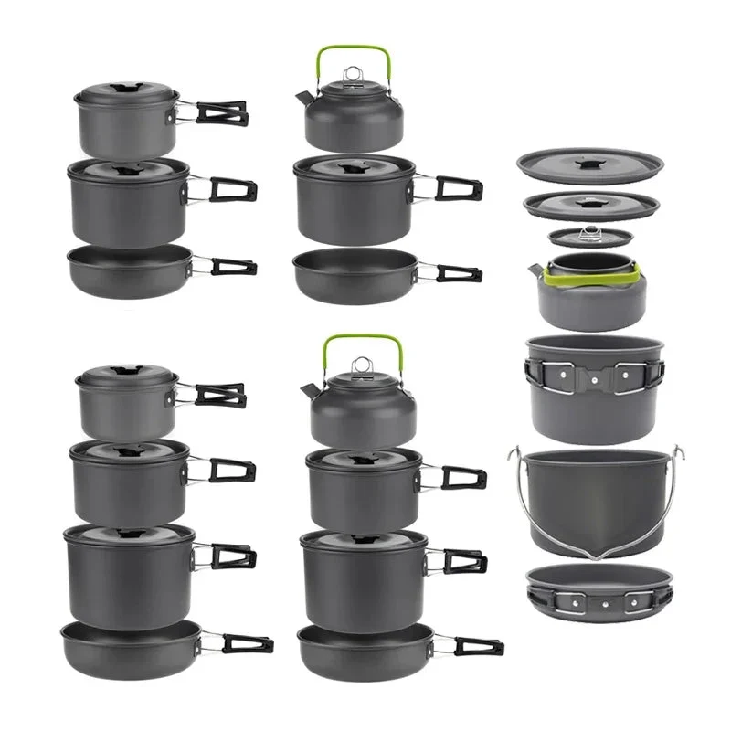 Specialty Camping Cookware Set for 1–7 Persons – Lightweight Portable Pot Pan Set with Carry Bag Breathable
