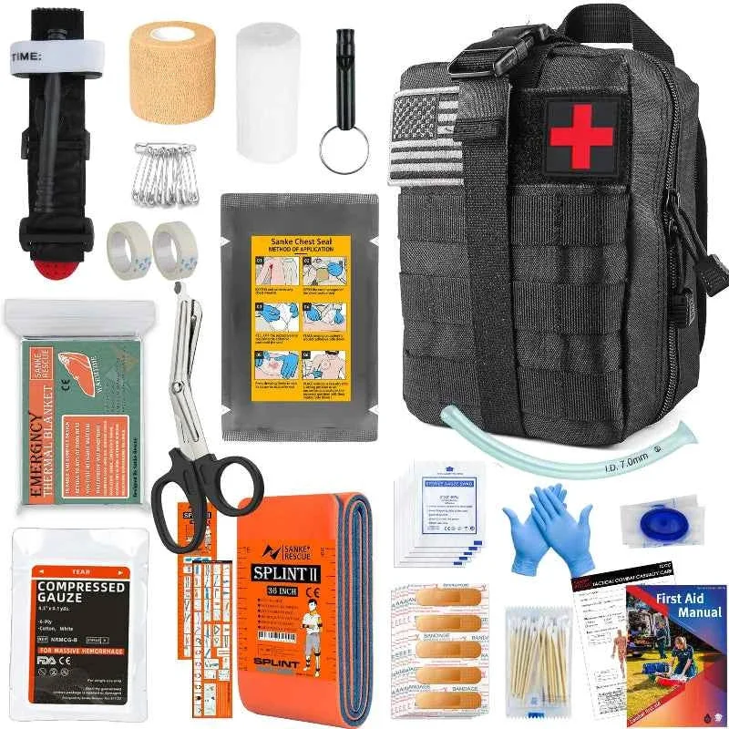Relaxed Survival Gear IFAK Kit with MOLLE System Tactical First Aid Bag for Outdoor Hiking Emergency First-Class