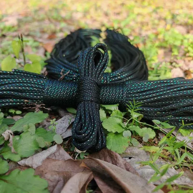 Lightweight 5m 10m Reflective Woven Paracord Rope 4mm Thick Outdoor Camping Hiking Utility Cord Prestigious