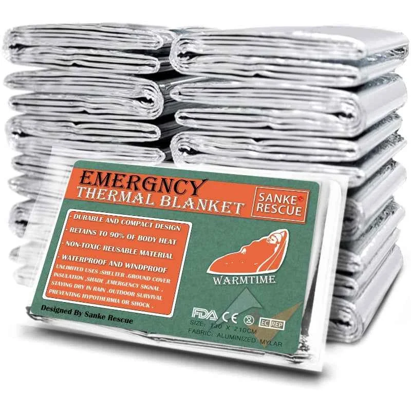 Durable 4-Pack Emergency Mylar Thermal Blanket Foil Space Blanket for Outdoor First Aid Camping Hiking Stylish