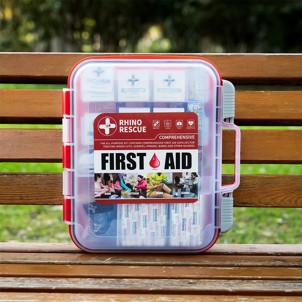 Enhanced RHINO RESCUE 350-Piece First Aid Kit – OSHA-Compliant Professional Medical Kit for Home Office Emergency Use Efficient