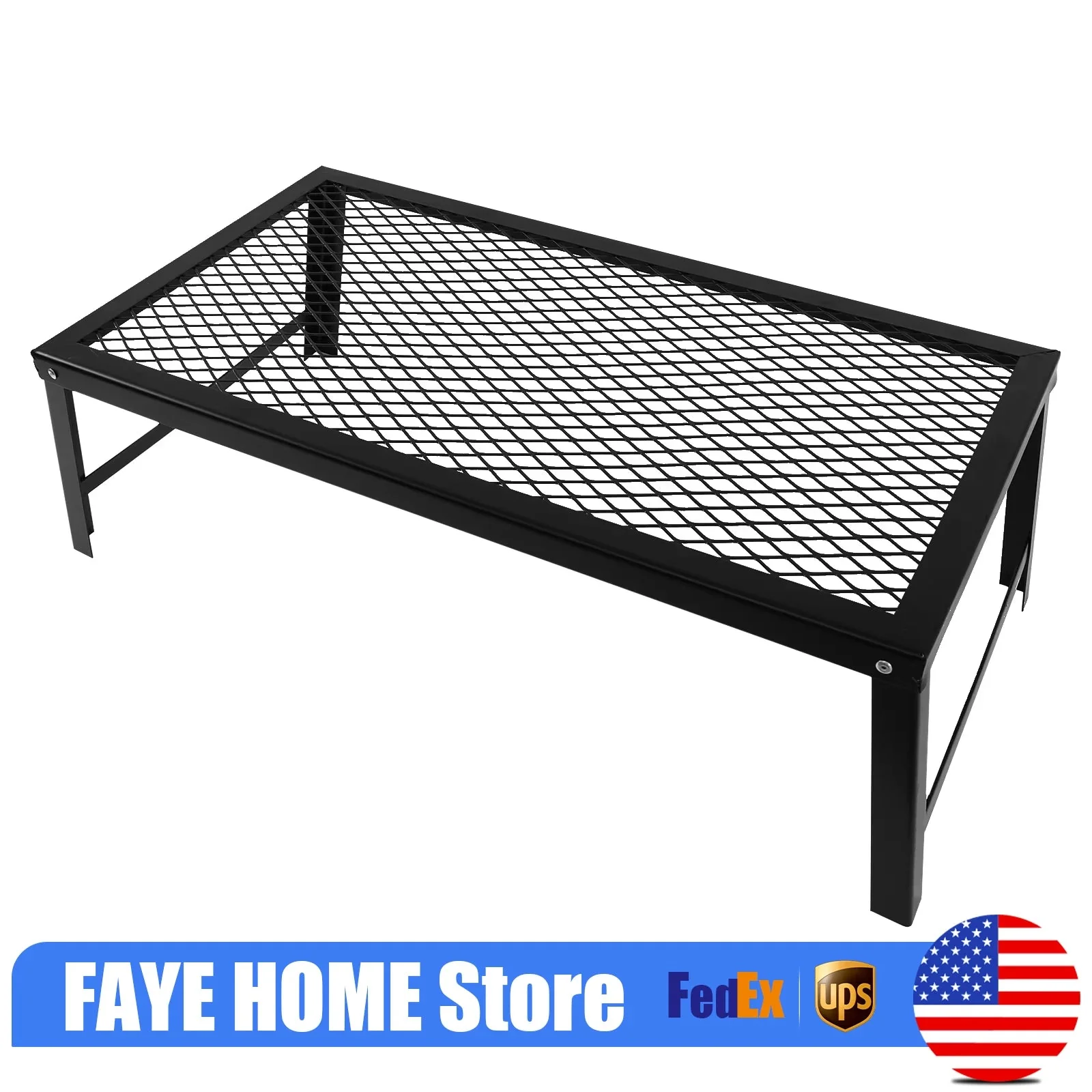 Versatile Foldable Camping Grill Fire Pit Grate – Portable Metal Campfire Cooking Stand with Wind Shield Outdoor Camp Equipment First-Class