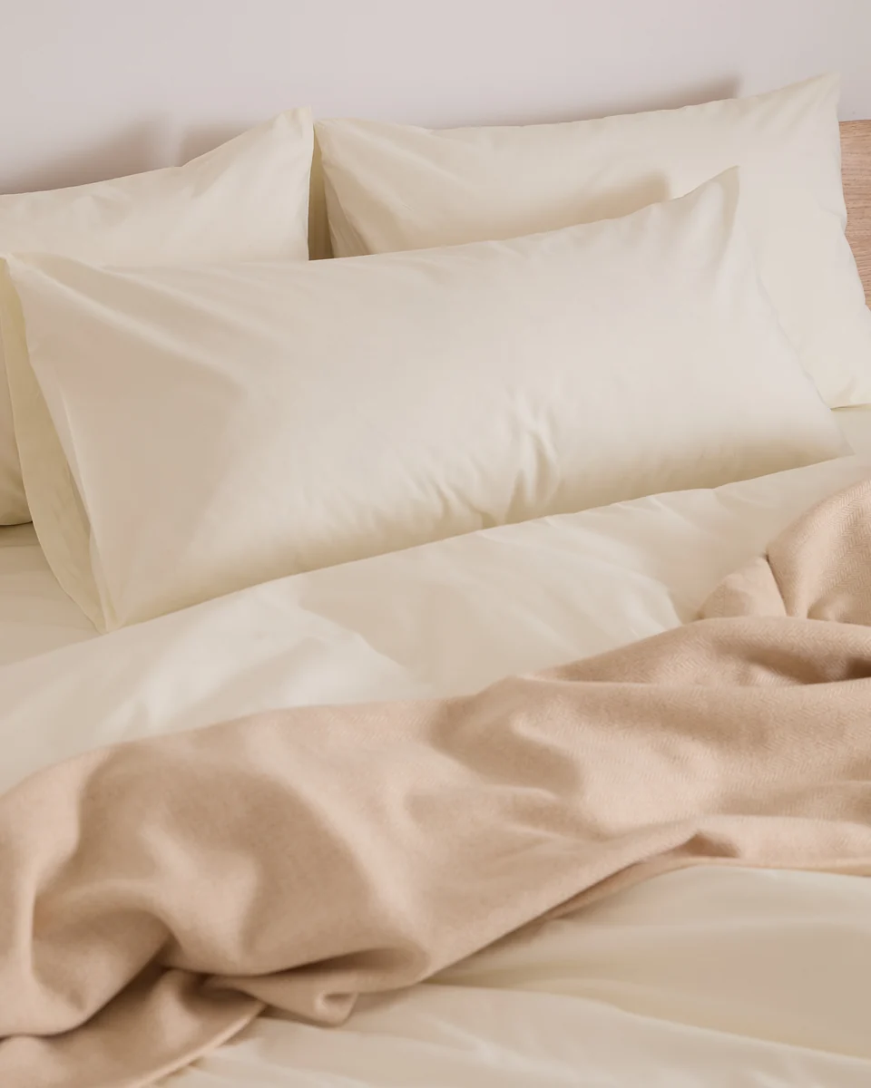 Unique Foxford King Size Pillowcase Pair- Evelyn Buttermilk Solid