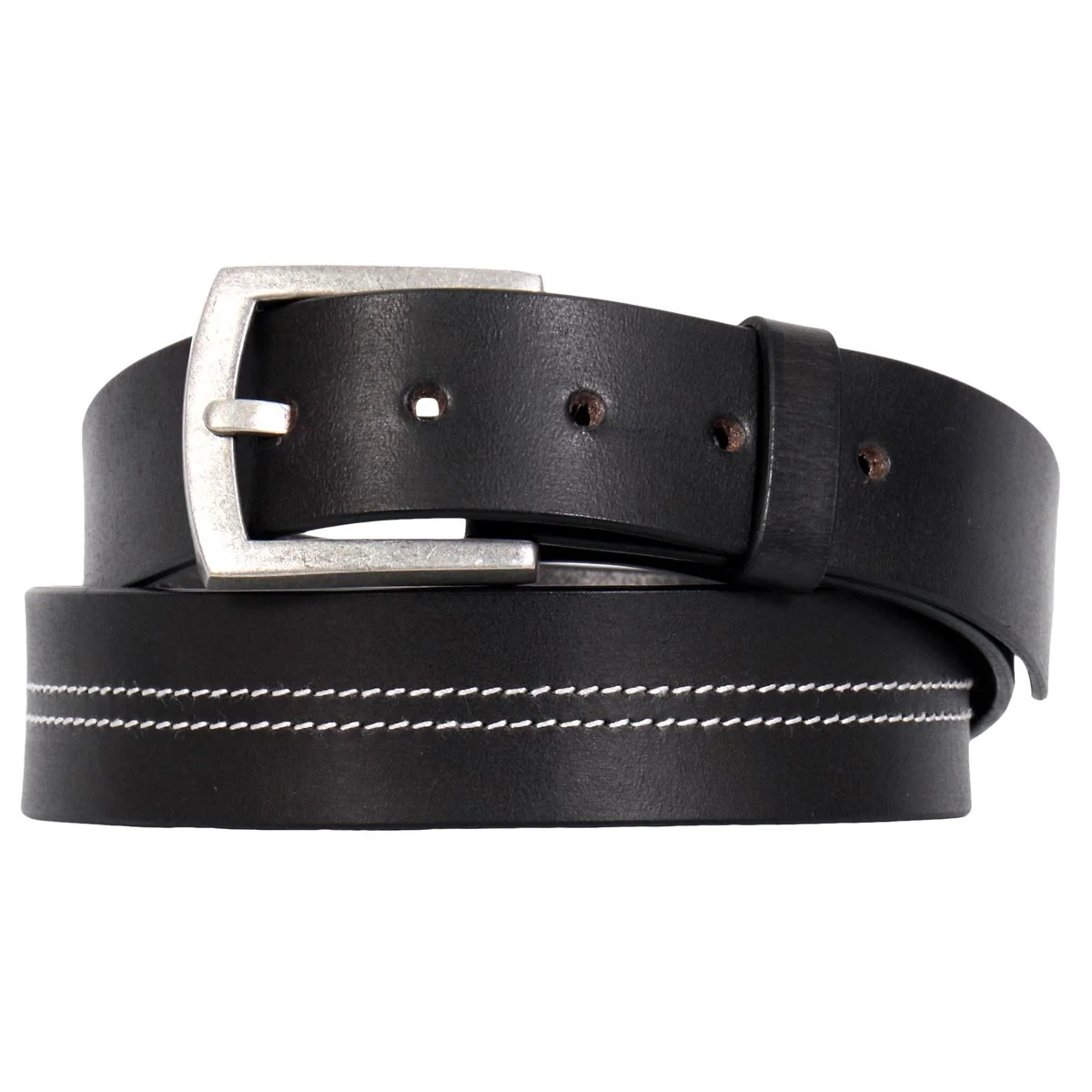 Efficient Hot Leathers BLA1139 Black Belt with Contrast Stitching High-End