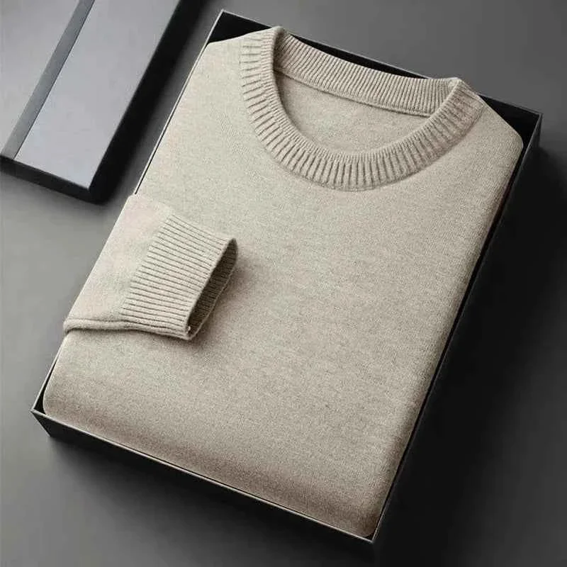 High-Grade Men s Classic Crewneck Knit Pullover Sweater – Long Sleeve Solid Color Casual Knitwear Elegant