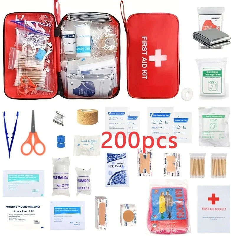 Smart 198-Piece Family First Aid Kit – Compact Emergency Medical Kit for Home Car Travel Camping Genuine