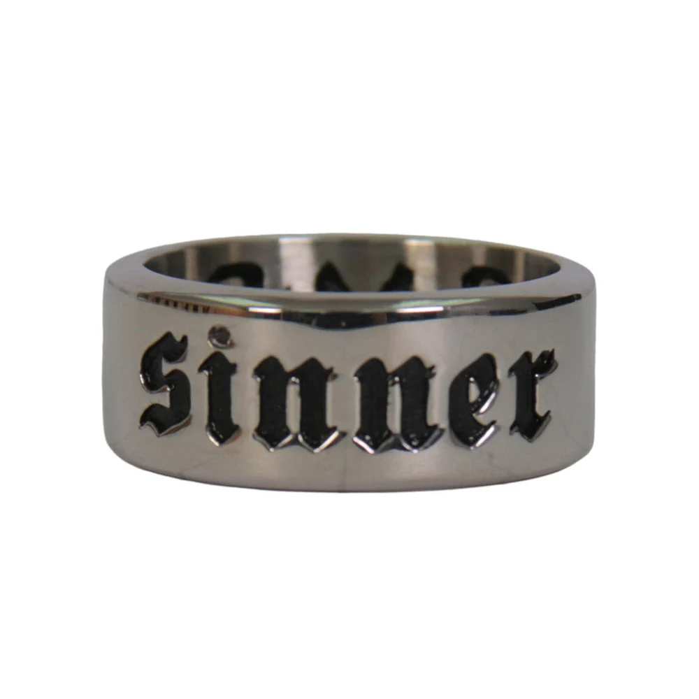Authentic Hot Leathers JWR2146 Men’s Silver ‘Wide Band Sinner’ Stainless Steel Ring Luxury