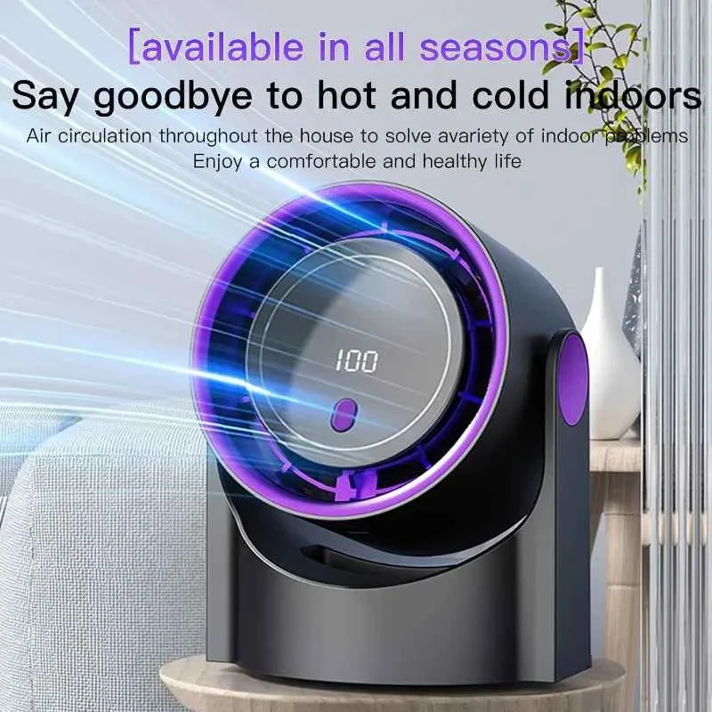 Exclusive 100-Speed Handheld Turbo Cooling Fan with Digital Display Desktop Stand Neck Strap Type-C Charging Original Design