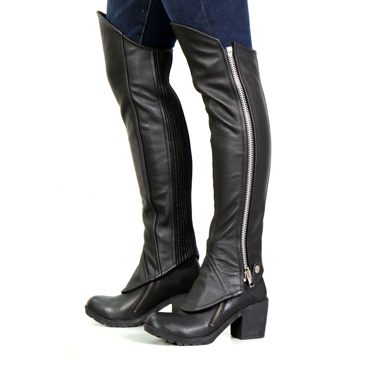 Pure Hot Leathers LCU1002 Women’s Black Lambskin Leather Side Zip Leggings Advanced