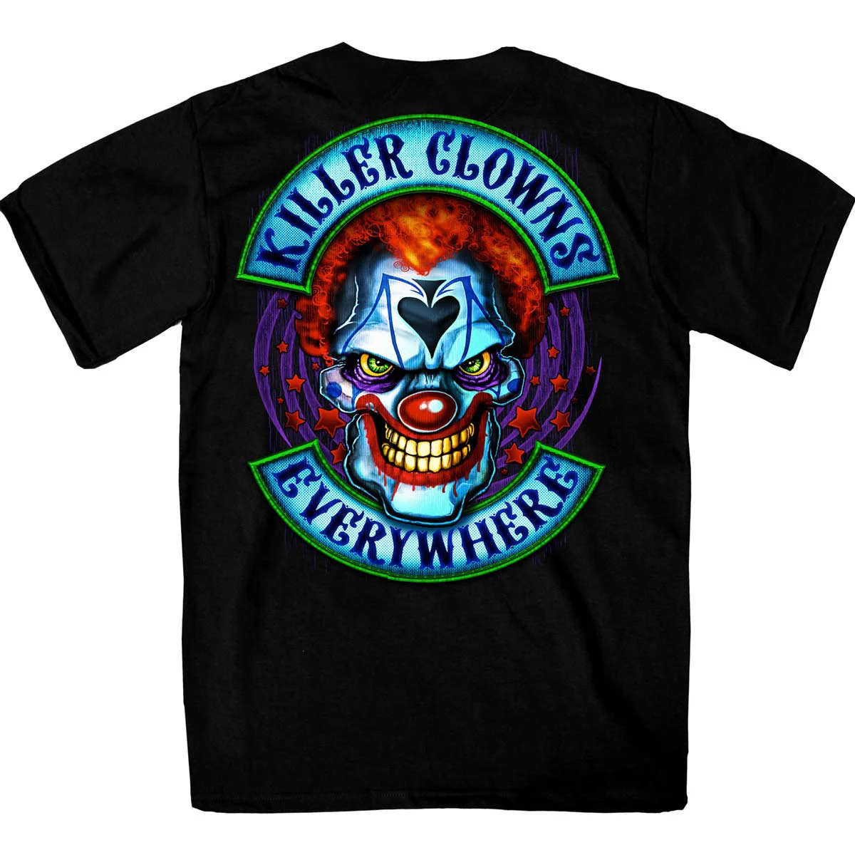 Safe Hot Leathers GMD1518 Men’s Black Killer Clowns Double Sided T-Shirt Eco-Friendly