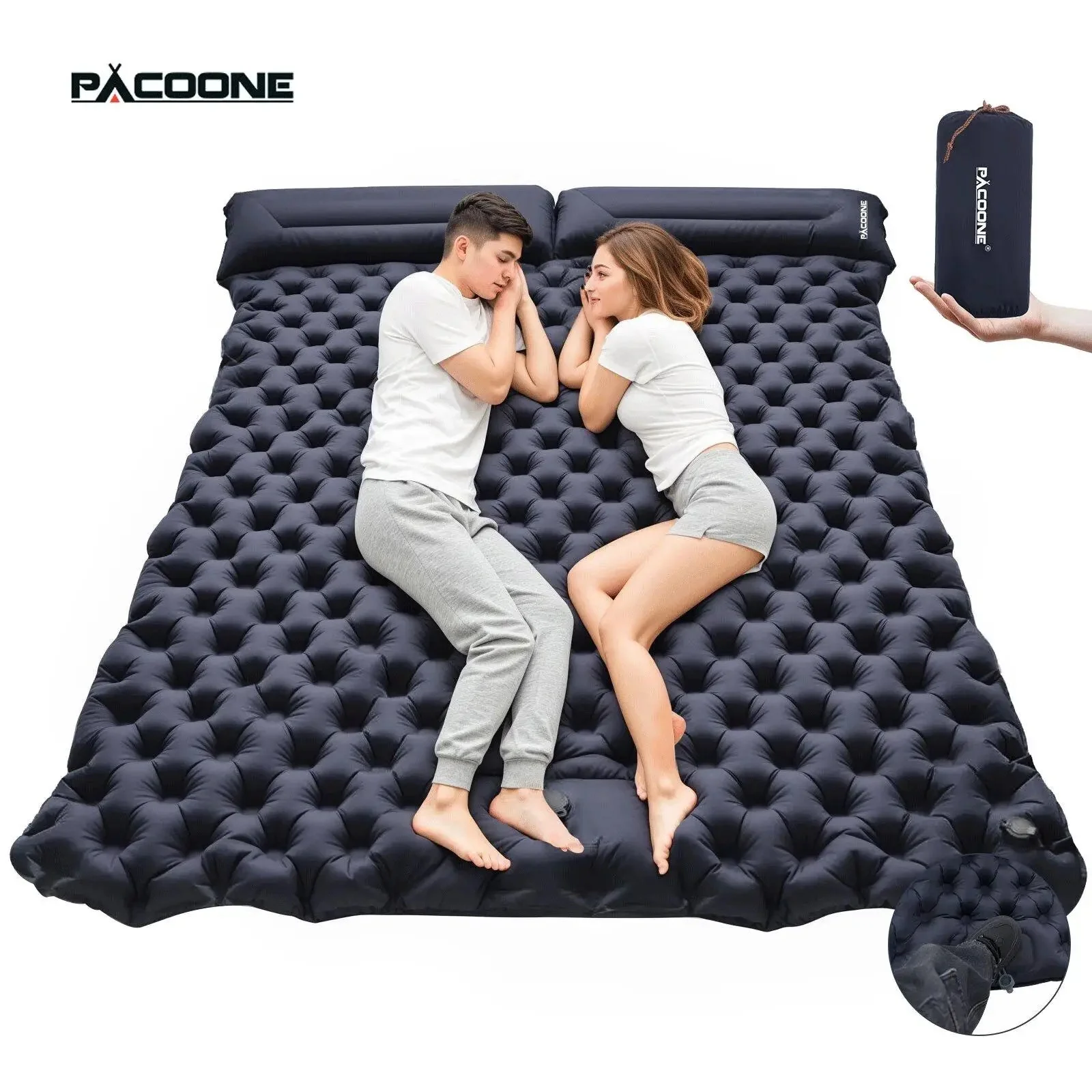 Traditional Foldable Camping Inflatable Mattress – Ultra-Wide Thick Warm Sleeping Pad for Outdoor Indoor Use Organic