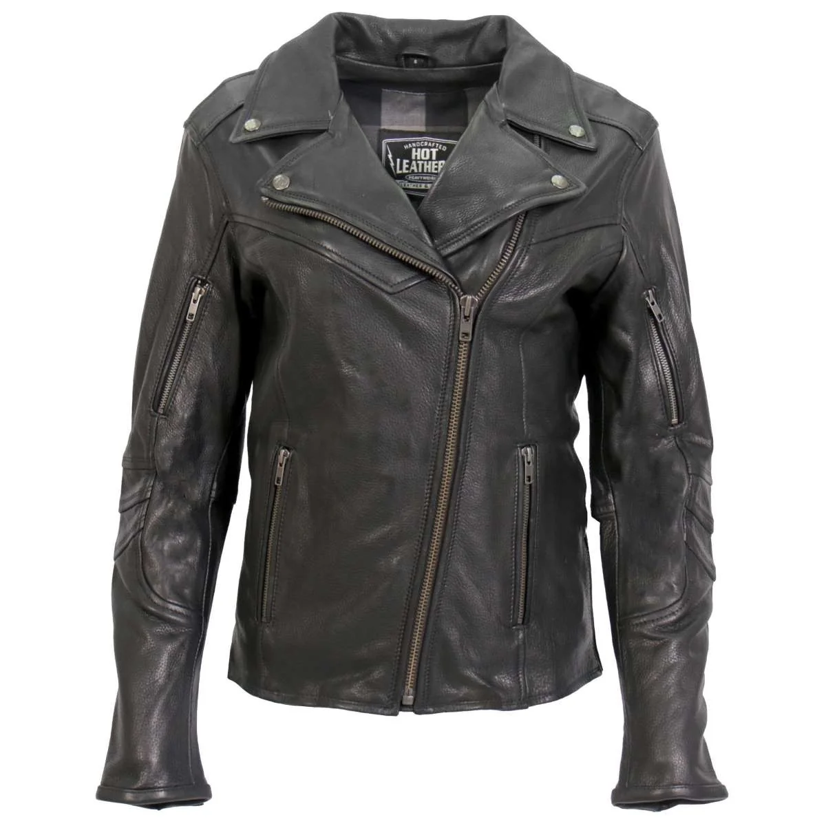 Minimalist Hot Leathers Ladies Vent Line Black Leather Motorcycle Jacket – JKL1034 Vent LineJKL1034 Excellent