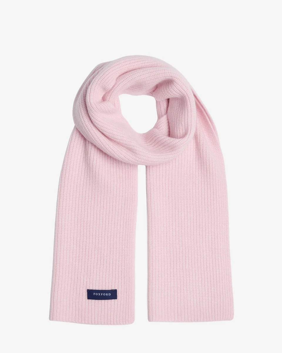 World-Class Foxford Pink Ribbed Cashmere Scarf Sustainable