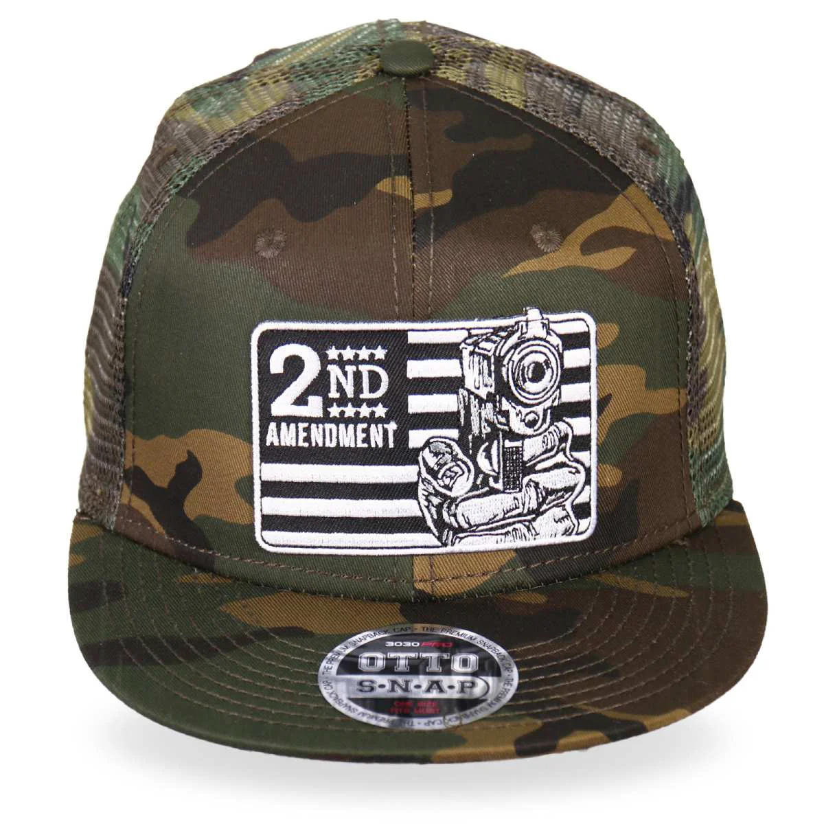 Easy-to-Use Hot Leathers GSH2001 2nd Amendment Snap Back Camo Hat Secure