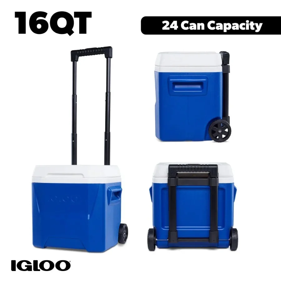 Reusable 16 QT Hard Side Ice Chest Cooler with Wheels – UV-Resistant Portable Cooler for Camping Beach Tailgating Exceptional