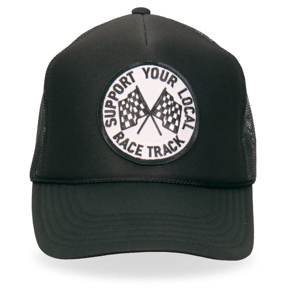 High-Quality Hot Leathers GSH1027 Support Your Local Race Track Trucker Hat Comfortable