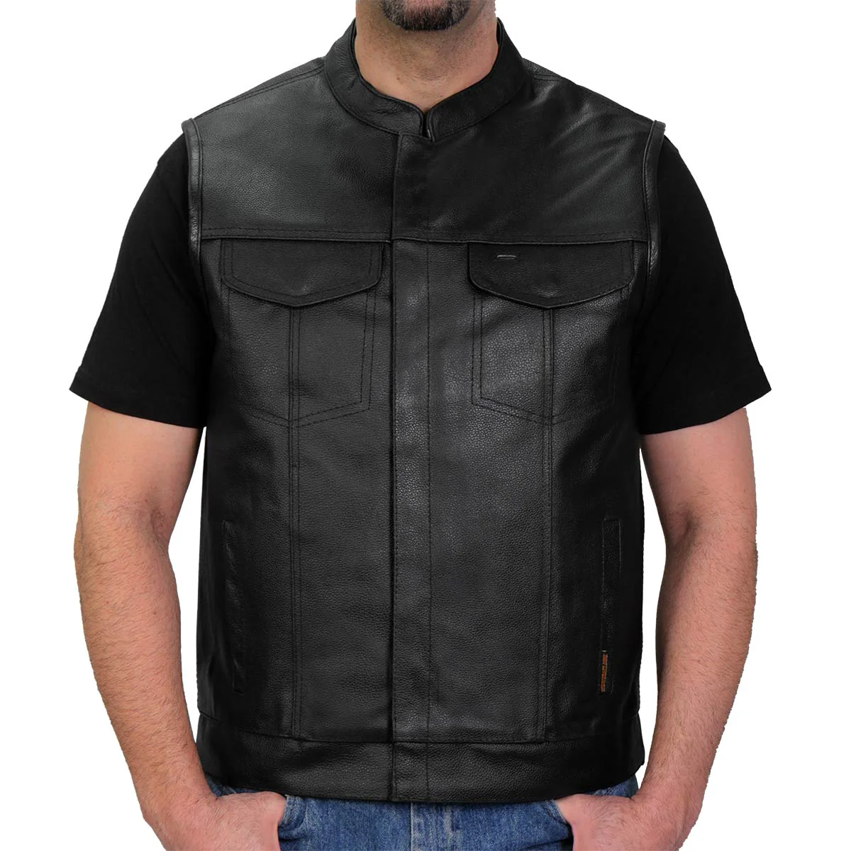 Selected Hot Leathers M1039 Men’s Black ‘Conceal and Carry’ Club Leather Vest Flexible