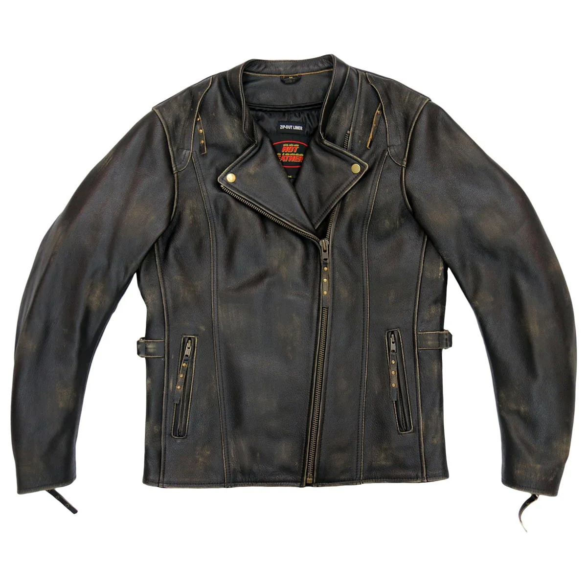 Reusable Hot Leathers Ladies Rust Reign Brown Leather Motorcycle Jacket – JKL1031 Rust ReignJKL1031 Selected