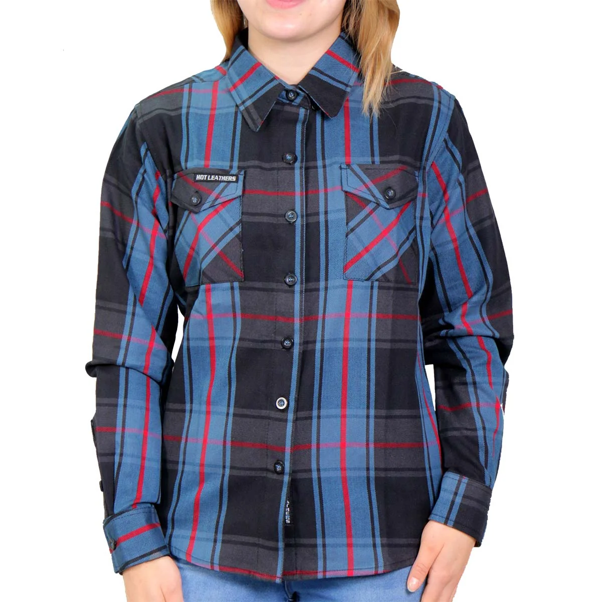 Elegant Hot Leathers FLL3007 Ladies Long Live The King Long Sleeve Flannel Shirt Authentic