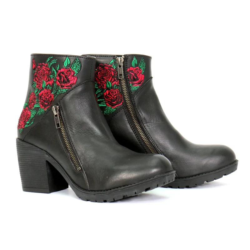 Crafted Hot Leathers Women’s Thorned Rose Black Zipper Boots – BTL1008Thorned RoseThorned Rose Trusted