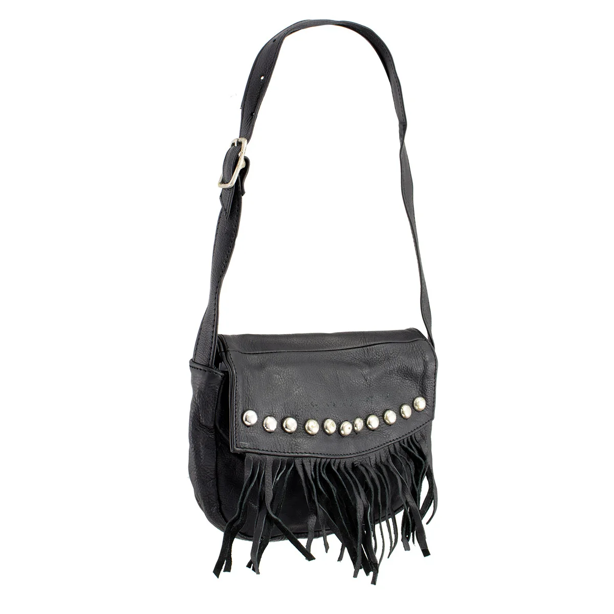 Exclusive Milwaukee Leather SH507 Ladies Studded and Fringed Black Hand Bag Next-Generation