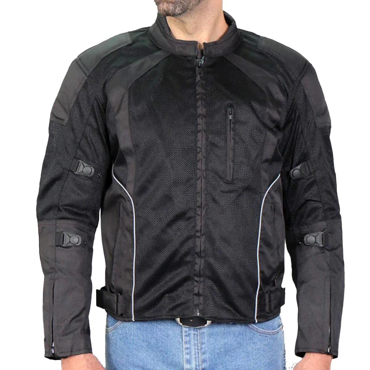 High-Quality Hot Leathers Men’s Air Shift Armored Mesh Motorcycle Jacket – JKM1025 AIR SHIFT Pure