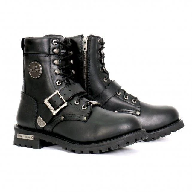 Healthy Hot Leathers Men's Iron Buckle Black Logger Boots - BTM1006Iron BuckleIron Buckle Elite