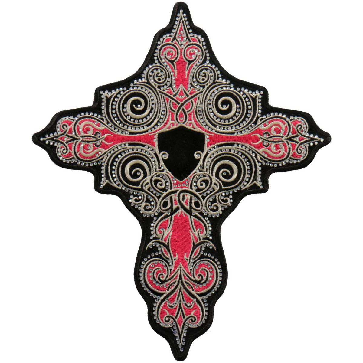 Long-Lasting Hot Leathers PPC3267 9 Inch Pink Stone Cross Patch Pure